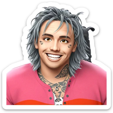 smiling boy with tattoo sticker