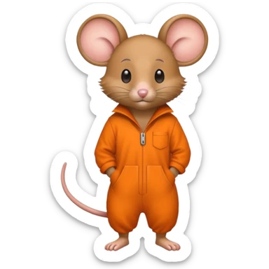 a mouse Prison wear orange jumpsuit sticker