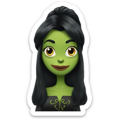 The grinch with long black hair wearing a dress  sticker