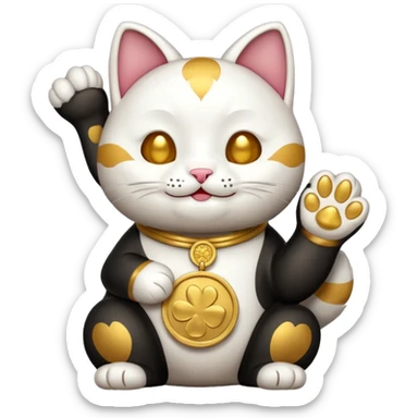 Lucky cat with coin in hand sticker