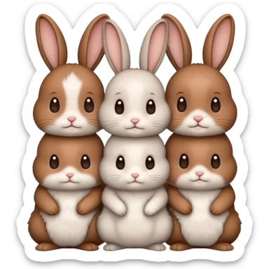 family of baby bunnies in line sticker