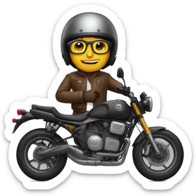 Emoji wearing glasses and motorcycle helmet sticker