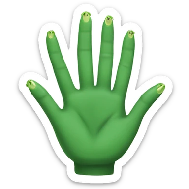 Hand with green finger nails sticker
