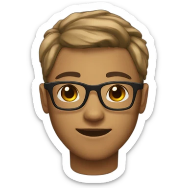 a dimaond shaped face with glasses clear face short hair wheaty skin tone   sticker