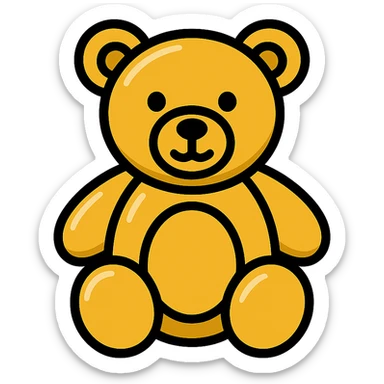 gold teddy bear, metallic, shiny icon sticker