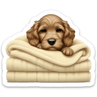 cockapoo puppy sleep in blanket sticker