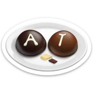 1 Chocolate quenelle and 1 vanilla quenelle on a fine dining glass plate sticker