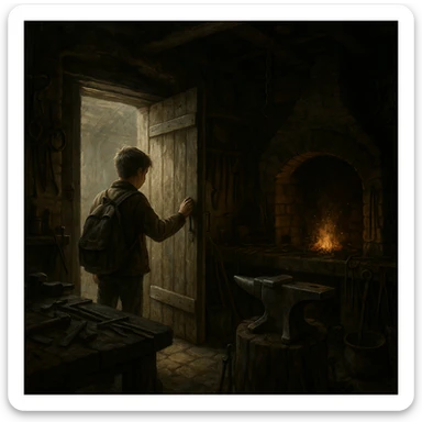 Sartaroshxonaga kirib kelayotgan o'smirin bola u eshikni ochayapti rakurs ichkaridan g'ira shira  sticker