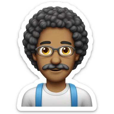 Colombian man with curly hair and thick moustache with ziplock bag of salt sticker