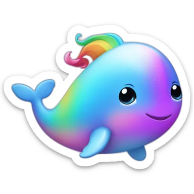 cute rounded rainbow unicorn whale sticker