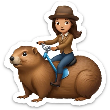 Michelle riding a groundhog sticker