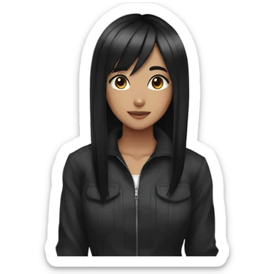 anime girl black shor hair sticker