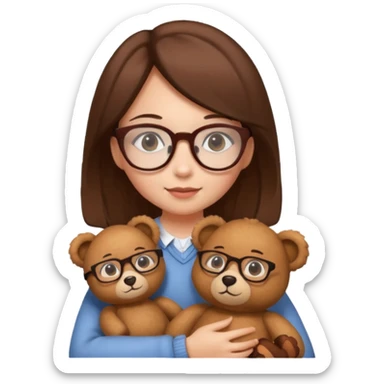 girl wearing glasses with teddy bear  sticker
