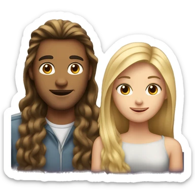 One Guy with long brown hair and a girl with long blonde hair  sticker