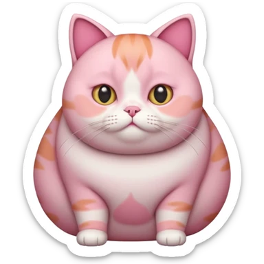 Fat cat with short pink fur and short little legs  sticker