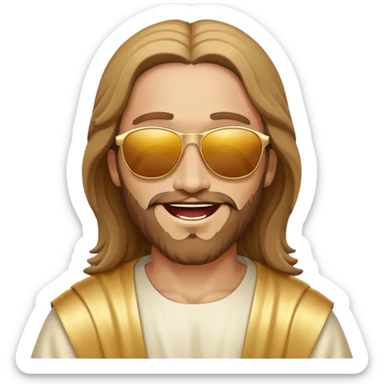 dancing figure of rejoicing Jesus with  sunglases golden  sticker