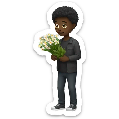 Dark person with picking flowers sticker