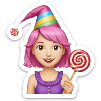 very pretty candy shop girl face with lollipop hair sticker