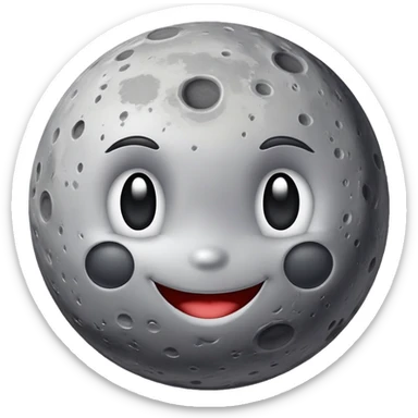 Mercury planet with a cute smiling face and crater details sticker