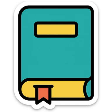 minimalist icon of a book in botgoondie color palette, simple lines sticker