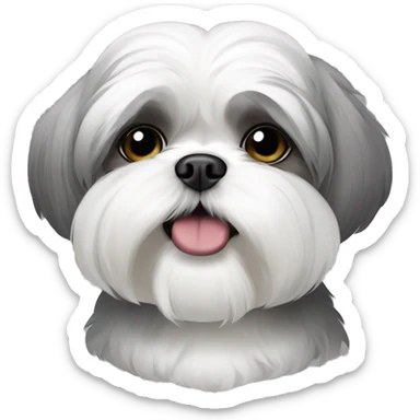 White and grey shih tzu with underbite sticker