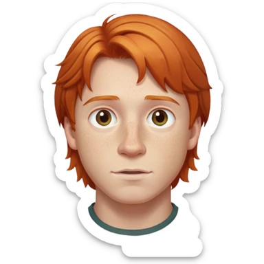 Ron Weasley with ginger hair and freckles sticker