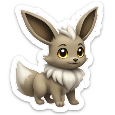 grey eevee pokemon with sparkle sticker