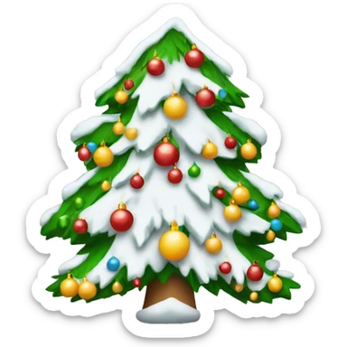 a decorated christmas tree with snow on the branches  sticker
