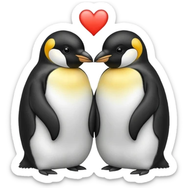 2 emperor penguins facing each other making a heart sticker