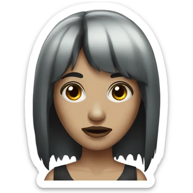 zombie woman with black hair and bangs sticker