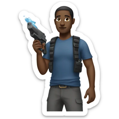 Balck guy with water gun sticker