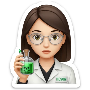 Gir trying to poison me her name tag  is denisa george is must be written  sticker