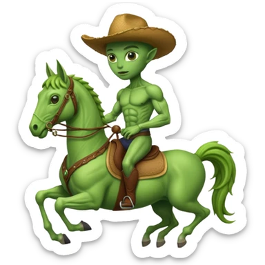 alien riding horse sticker