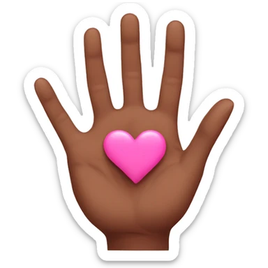 brown hands with pink nails making heart shape sticker