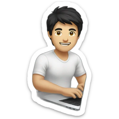 asia-man-black-hair-on-glass-with-laptop sticker