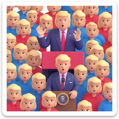 Donald Trump speaking at a rally sticker