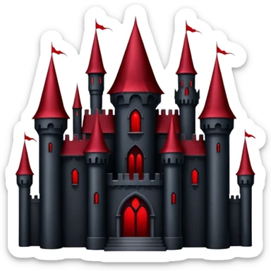 Dark Vampire Castle with the colors dark red and black, the castle should have dark red eys in the middle sticker