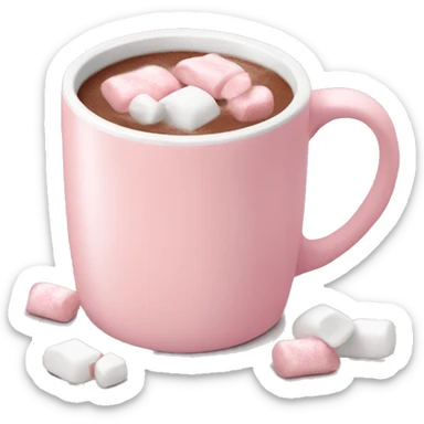 Light Pink mug of hot chocolate with marshmallows  sticker