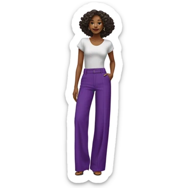 Realistic isolated pair of high waist long wide leg dressy casual pants in purple sticker