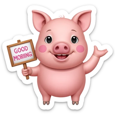 Pig with Inspirational good morning sign sticker