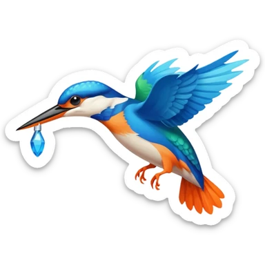 Create an abstract outline of flying kingfisher. Do make it too detailed but make it recognizable. Keep the number of colors limited to only 5 distinct colors.  sticker