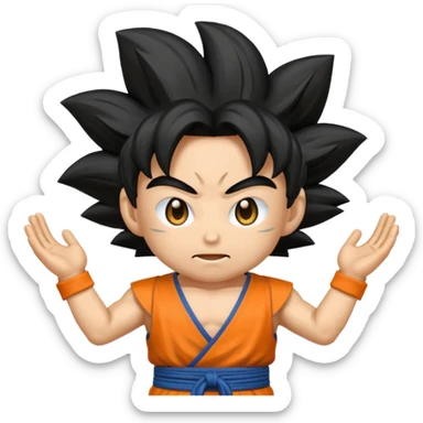 Emoji San goku plus petit niveau image , concentrer comme avant un combat contre un adversaire, maintenant fais moi un emoji que je peux utiliser pour Instagram  sticker