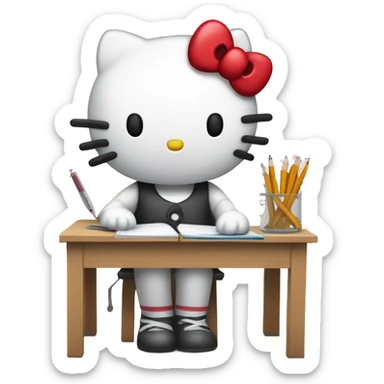 Hello kitty doing math sticker