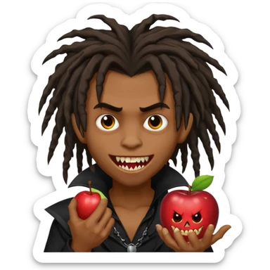 Brown skin Boy, vampire, messy dreadlocks, fangs, emo, Apple emoji sticker