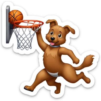 Dog dunking basketball  sticker