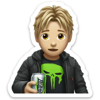 Sam from Death Stranding drinking Monster Energy Drink  sticker