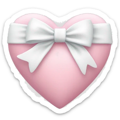Pastel pink heart with white bow sticker