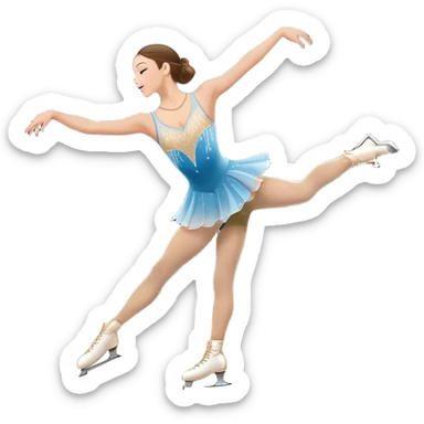 An icon featuring a graceful figure skater performing a flawless routine on an ice rink. The background shows a grand arena, Madison Square Garden, filled with spectators. Snowflakes and spotlights add to the elegance and beauty of the performance. Transparent background. sticker