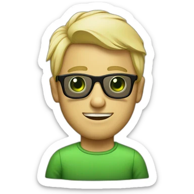 homme blond aux yeux verts et des lunettes noirs sticker