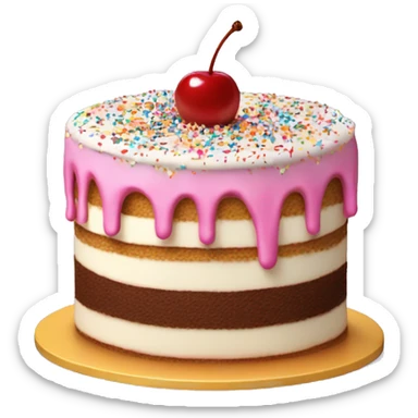 Birthday cake with a lot of sprinkles an cherry on top sticker